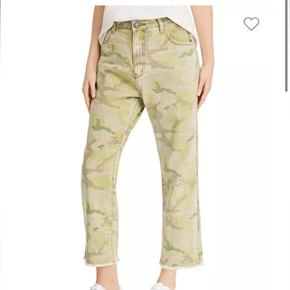 One Teaspoon Women’s Bandits High-Rise Cropped Boyfriend Jeans in Camo Size 26 - Picture 1 of 8